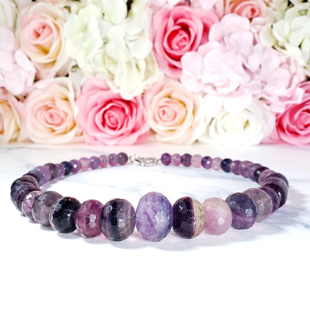 ⚫ Fluorite (Multi-Color) Bead Necklace